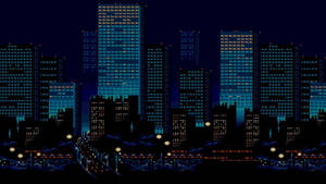 8 Bit Tall City Buildings Wallpaper