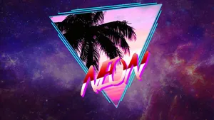 80s Galaxy Neon Tropical Photo Wallpaper
