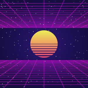 80s Vaporwave Neon Pink Gridline Pattern Wallpaper