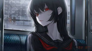 8k Anime Red-eyed Girl Wallpaper