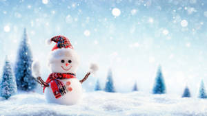8k Christmas Happy Snowman Wallpaper