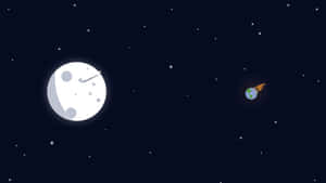 8k Minimalist Moon And Earth In Galaxy Wallpaper