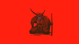 8k Samurai In Red Armour Suit Wallpaper