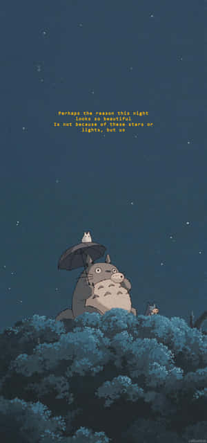 90s Anime Aesthetic Relaxing Totoro Wallpaper