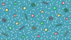 90s Blue Party Pattern Wallpaper