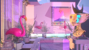 90s Flamingo Pool Wallpaper