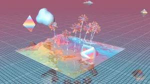 90s Island Art Wallpaper