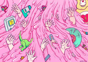 90s Pink Flood Art
