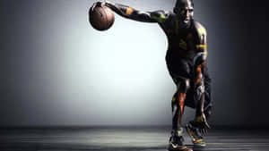 A Basketball Player Is Holding A Ball In His Hands Wallpaper