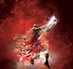 A Basketball Player Is Holding A Basketball In His Hands Wallpaper