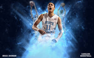 A Basketball Player Is Shown In A Blue Background Wallpaper