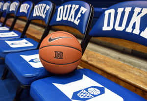 A Basketball Sits On A Blue Chair With The Word Duke Wallpaper