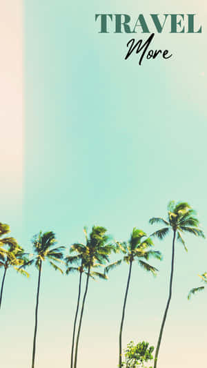 A Beach With Palm Trees Wallpaper