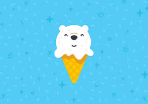 A Bear With An Ice Cream Cone On A Blue Background Wallpaper