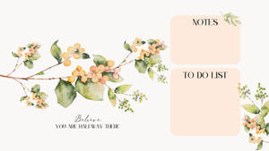 A Beautiful, Minimalist Desktop Computer With A Blooming Flower. Wallpaper