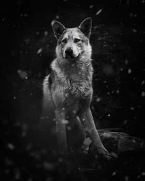 A Beautiful Wolf Serenely Surveys His Surroundings. Wallpaper