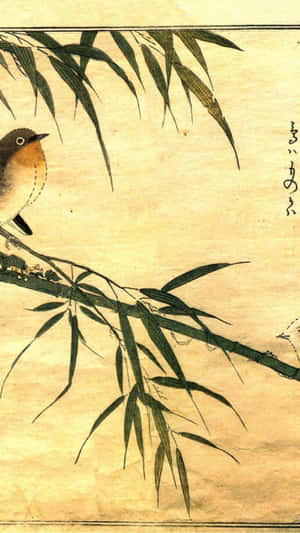 A Bird Perched On A Bamboo Branch Wallpaper