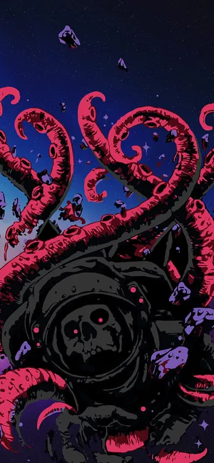 A Black And Pink Octopus With Tentacles Wallpaper