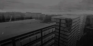 A Black And White Drawing Of A City With Buildings Wallpaper