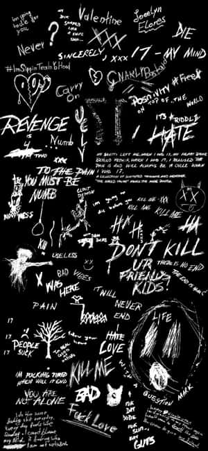 A Black And White Drawing With Many Different Words Wallpaper