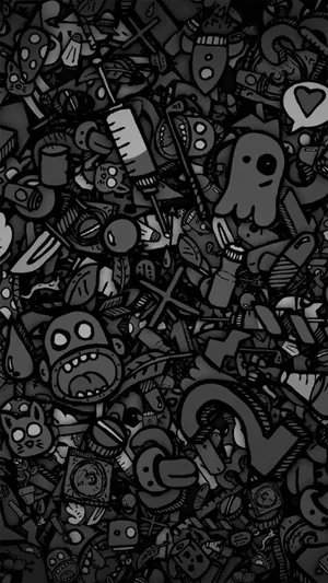 A Black And White Image Of A Black And White Doodle Wallpaper