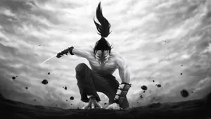 A Black And White Image Of A Man With Long Hair Wallpaper