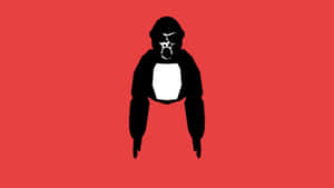 A Black And White Image Of A Penguin On A Red Background Wallpaper