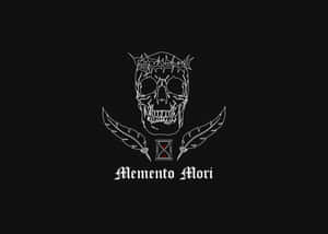 A Black And White Image Of A Skull With A Skull And A Cross Wallpaper