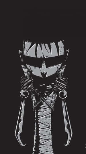 A Black And White Image Of A Skull With Knives Wallpaper