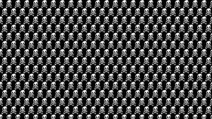 A Black And White Pattern With Skulls On It Wallpaper