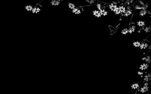 A Black And White Photo Of Flowers And Butterflies Wallpaper