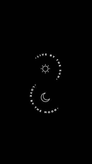 A Black Background With A Sun And Moon Wallpaper