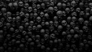 A Black Background With Many Skulls In It Wallpaper