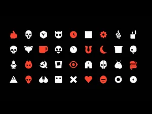 A Black Background With Various Icons On It Wallpaper