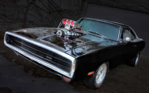 A Black Muscle Car Wallpaper