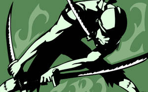 A Black Silhouette Of Zoro, The Sword-wielding Warrior, Ready To Take On All Challenges. Wallpaper