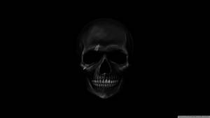 A Black Skull On A Black Background Wallpaper