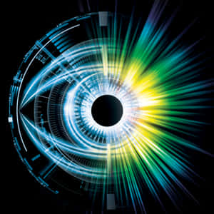 A Blue And Green Eye With A Light Bulb Wallpaper