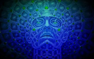 A Blue And Green Image Of A Man's Head Wallpaper