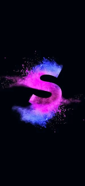 A Blue And Pink Letter S On A Black Background Wallpaper
