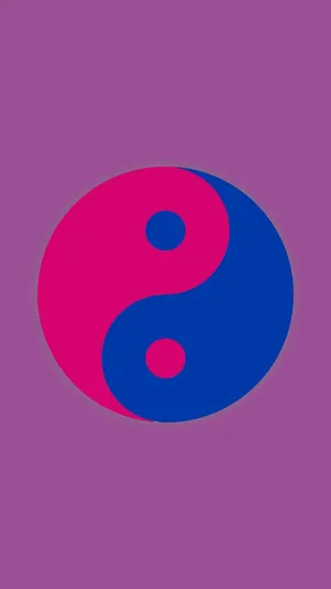 A Blue And Pink Yin Yang Symbol On A Purple Background Wallpaper