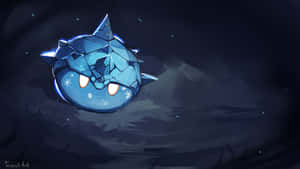 A Blue Ball With Spikes In The Middle Of The Dark Wallpaper
