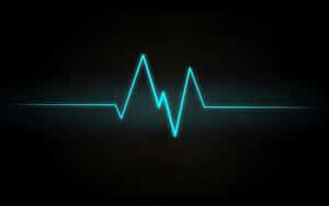 A Blue Heartbeat On A Black Background Wallpaper