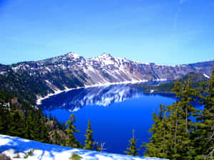 A Blue Lake In The Mountains Wallpaper