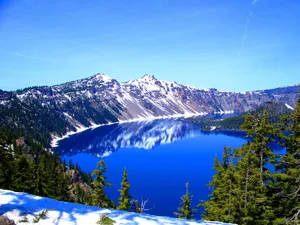 A Blue Lake In The Mountains Wallpaper