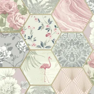 A Bold Pink Accentuates A Neutral Grey Abstract Design Wallpaper