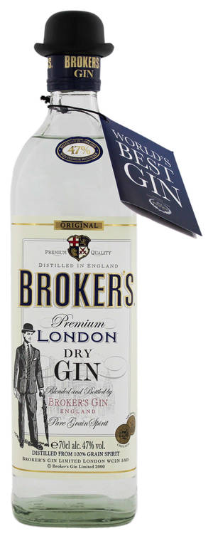 A Bottle Of Brokers Gin With Its Distinctive Bowler Hat Wallpaper