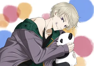 A Boy Holding A Panda Bear Wallpaper