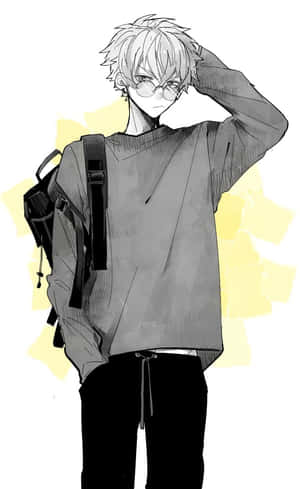 A Boy With White Hair And A Backpack Wallpaper