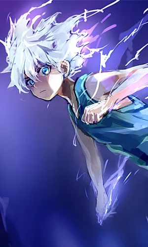 A Boy With White Hair Flying Through The Air Wallpaper